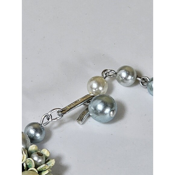 Vintage Japan Faux Pearl 3-Strand Necklace & Clip-On Earrings Set Floral Cluster - Picture 13 of 16